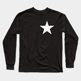 BASIC WHITE STAR DISTRESSED Weathered Effect Long Sleeve T-Shirt